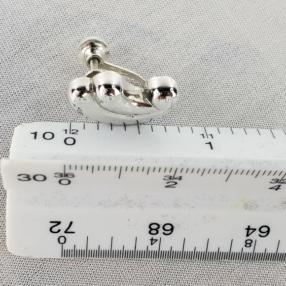 VTG Silver Tone Swirl Coro Signed Screw Back Earrings - Picture 7 of 7